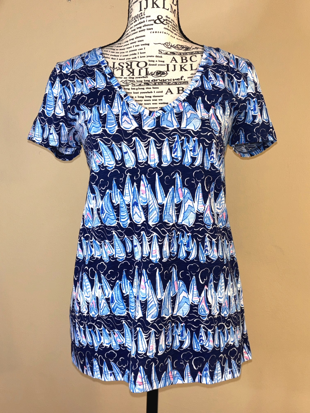 Lilly Pulitzer Sails & Stripes Etta V-Neck Dress in Navy, Light Blue & White XS